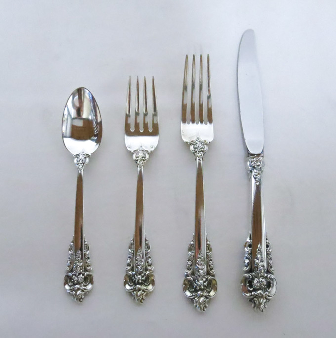 Appraisal: WALLACE STERLING SILVER FLATWARE SET plus storage chest forty-eight piece