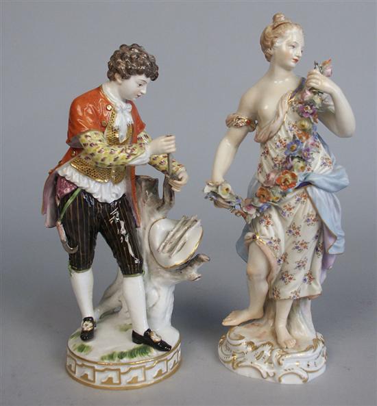 Appraisal: TWO MEISSEN PORCELAIN FIGURES one depicting flora the other a