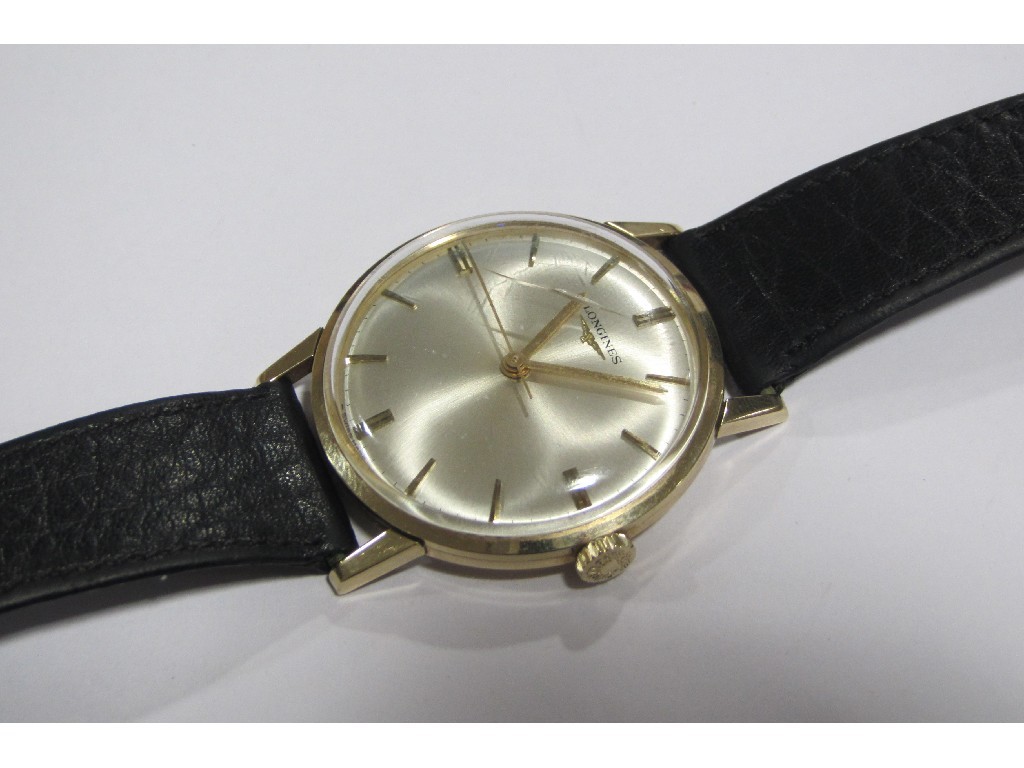 Appraisal: A Gents ct gold Longines wrist watch with silvered dial