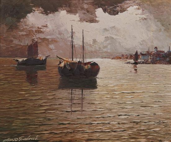 Appraisal: ARNOLD GRABONE German - STRALSUND HARBOR signed lower left also