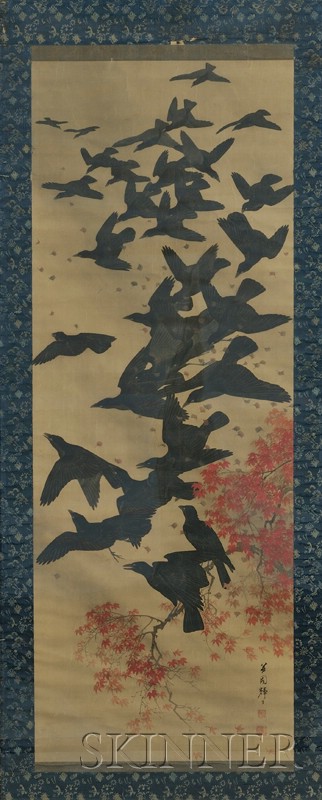 Appraisal: Japanese Painting th century ink and colors on silk scene