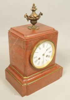 Appraisal: Antique Rouge Marble Case Mantle Clock Gilt Bron Antique Rouge