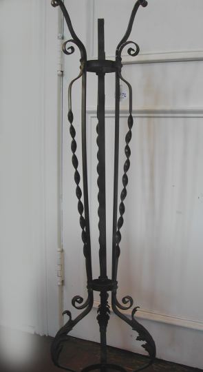 Appraisal: Tall American Tripodal Wrought-Iron Plant Stand in the th-century Spanish