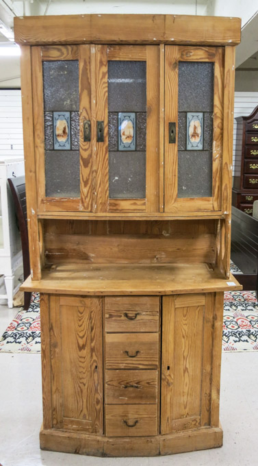 Appraisal: TALL PINE SIDEBOARD Belgian early th century in two sections