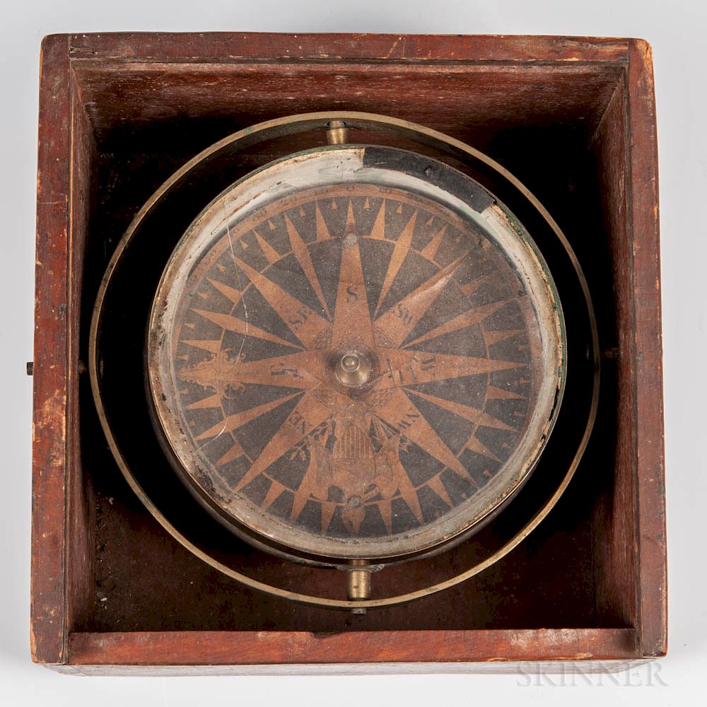 Appraisal: William Davenport Dry-card Gimbaled Compass William Davenport Dry-card Gimbaled Compass