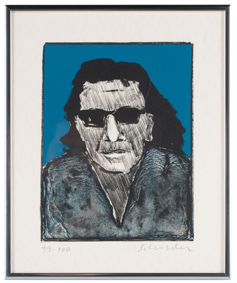 Appraisal: FRITZ SCHOLDER - SELF PORTRAIT WITH DARK GLASSESlithograph signed lower