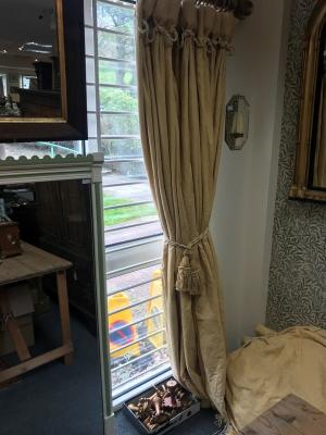 Appraisal: A pair of yellow damask curtains with tassels cm x