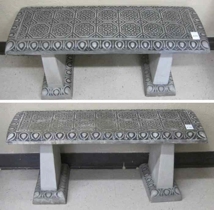 Appraisal: A PAIR OF GARDEN BENCH each a rectangular cast concrete