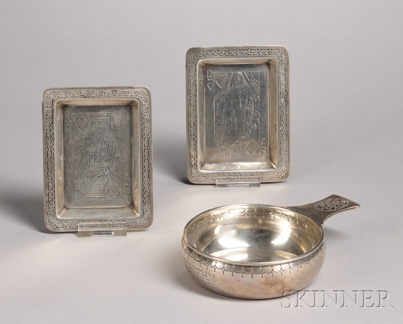 Appraisal: Two Tiffany Sterling Silver Card Trays and a Tiffany Sterling