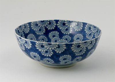 Appraisal: A Japanese blue and white bowl painted with an overall