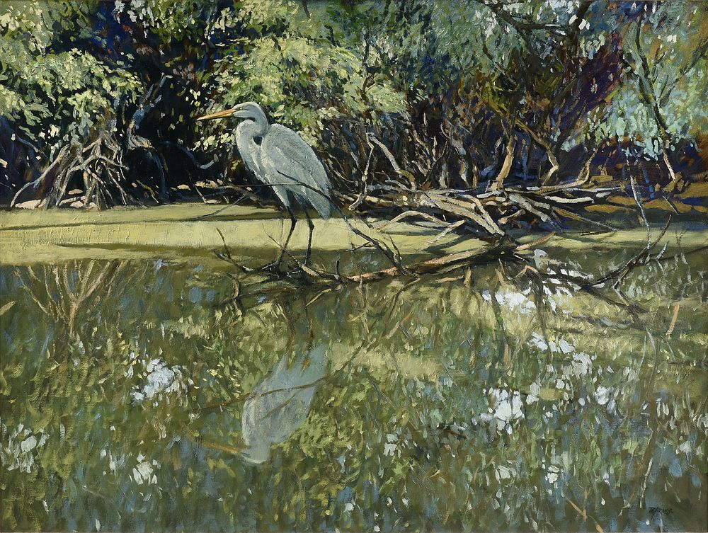 Appraisal: AL BARNES American Texas - A PAINTING Great White Egret