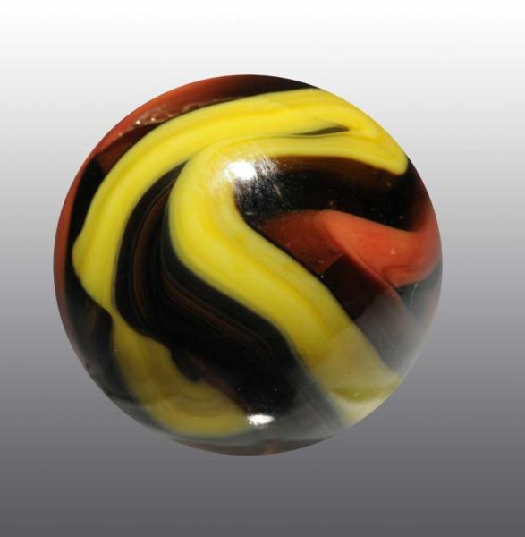 Appraisal: Christensen Agate Flower-Swirl Marble Description Swirls of black salmon and