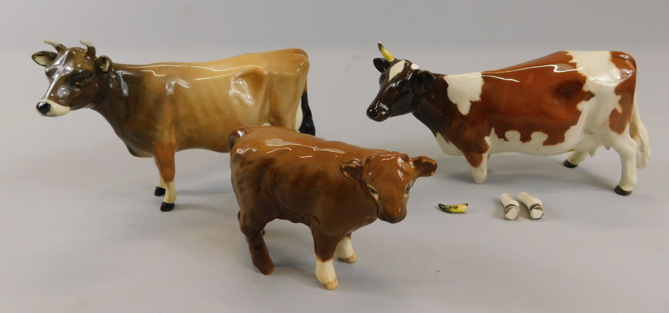 Appraisal: Three Beswick cattle ornaments to include a Beswick calf a