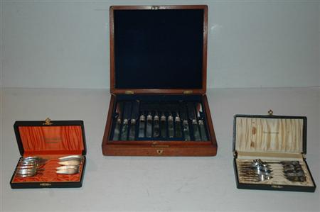 Appraisal: Group of Seven Boxed Silver and Silver Plated Flatware Sets