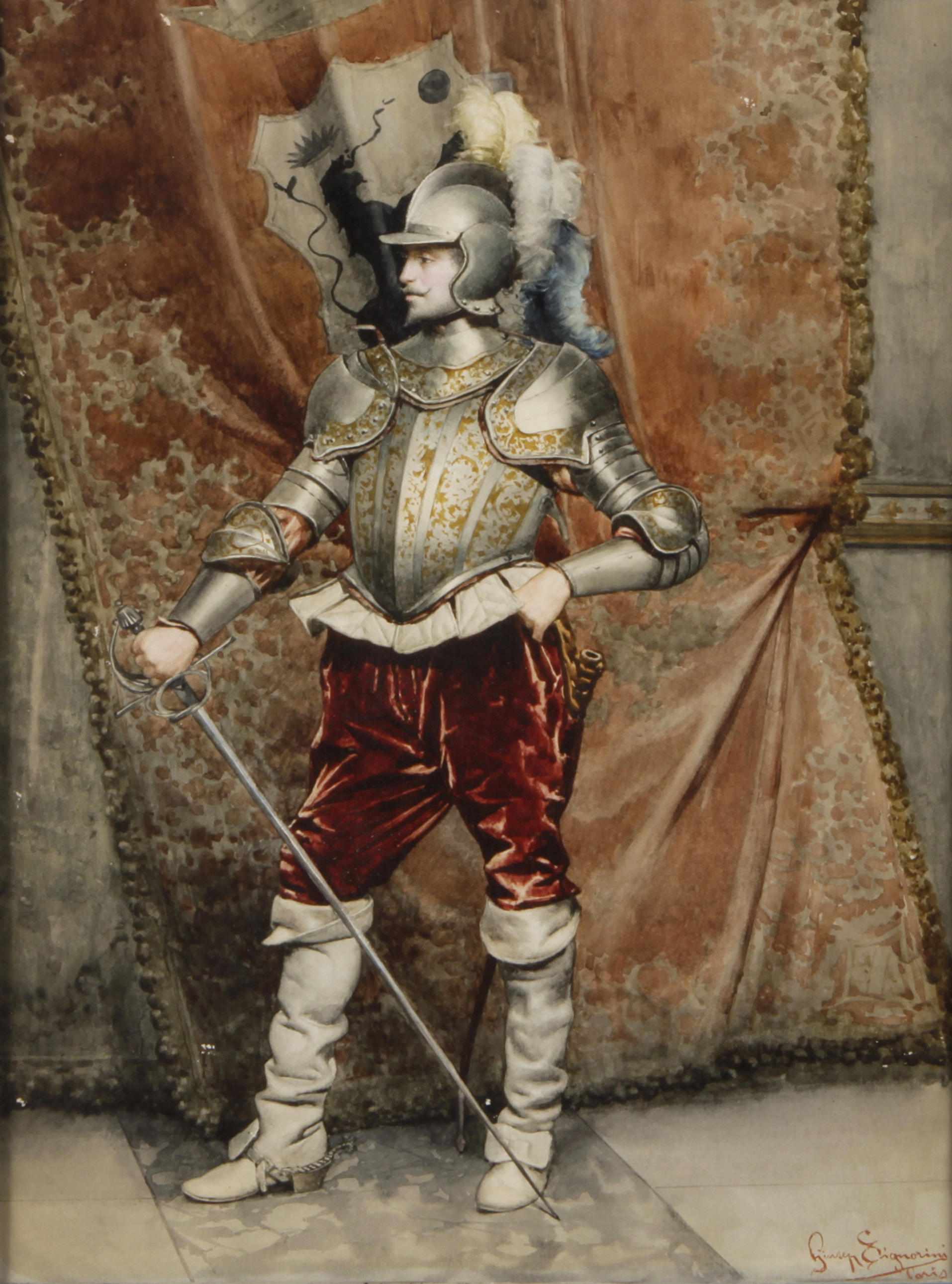 Appraisal: Giuseppe Signorini Italian - A portrait of a Cavalier full-length