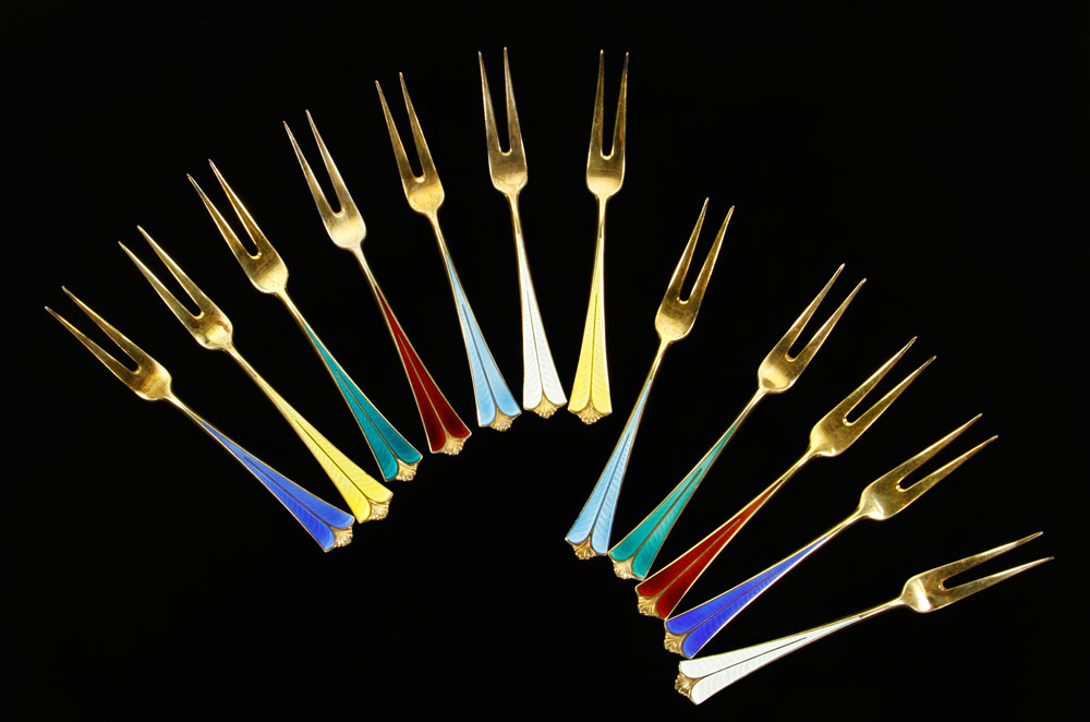 Appraisal: - Andersen Sterling Hors d'oeuvres Forks David Andersen group of