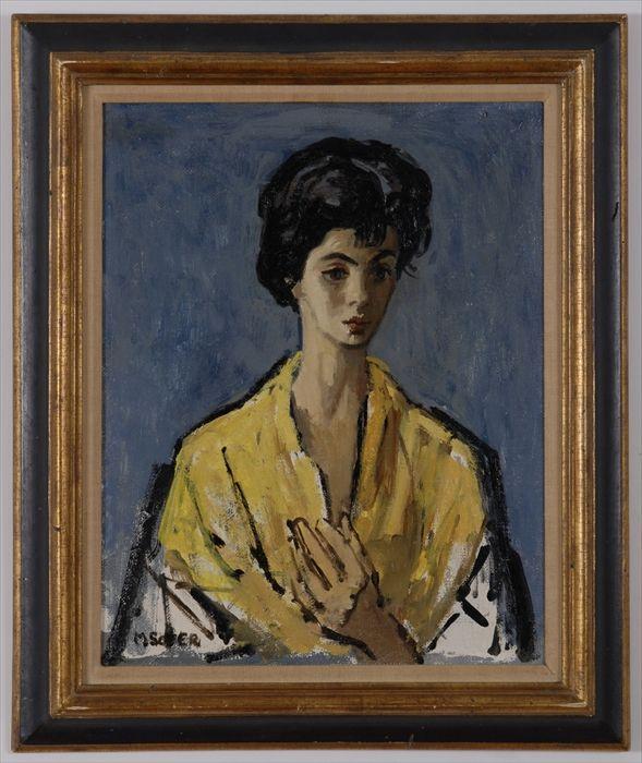 Appraisal: MOSES SOYER - GIRL IN YELLOW SHAWL Oil on canvas