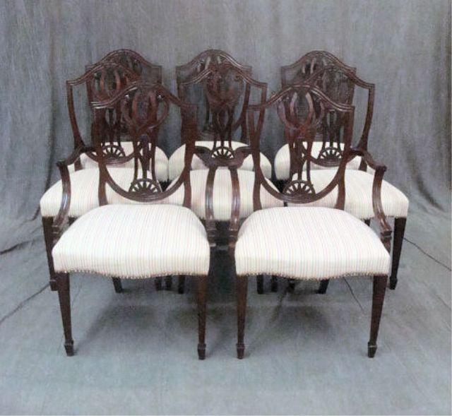 Appraisal: MARGOLIS Mahogany Shield Back Dining Chairs arm and sides From