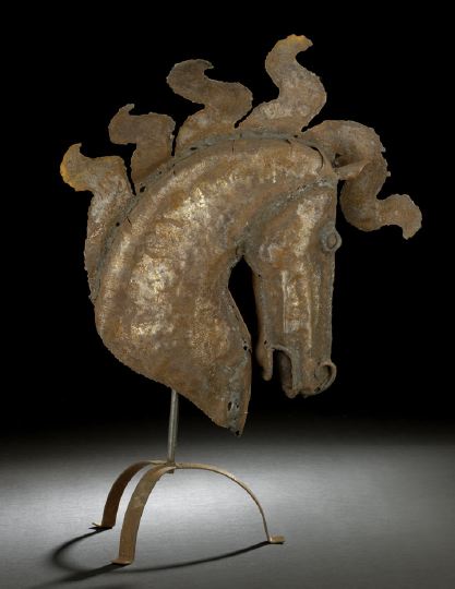 Appraisal: Large French Wrought- and Braised Steel Horse Head presented in