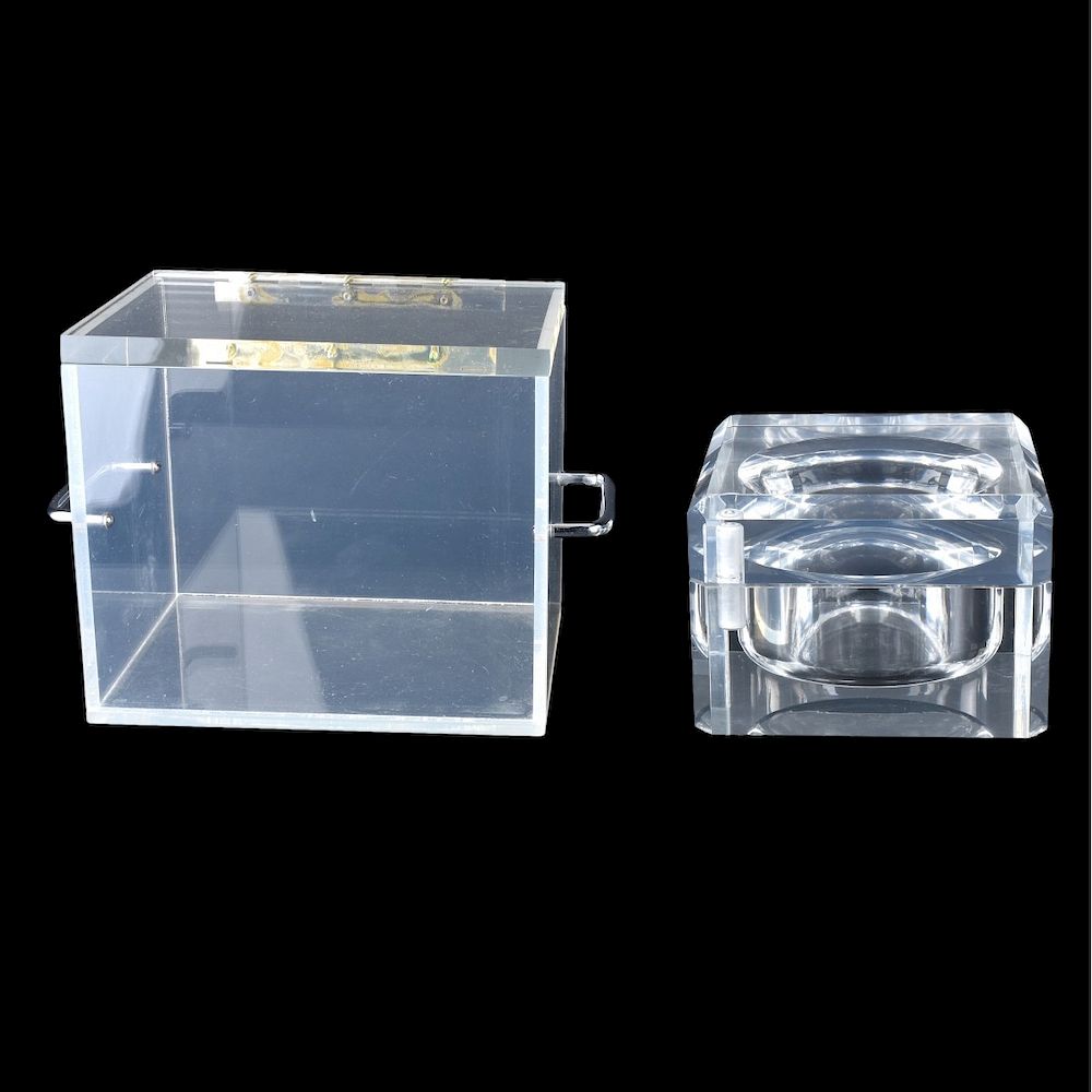 Appraisal: Lucite Boxes Two Lucite Acrylic decorative boxes One with swivel