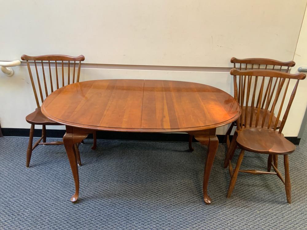 Appraisal: Early American Style Cherry Extension Dining Table with Three Chairs