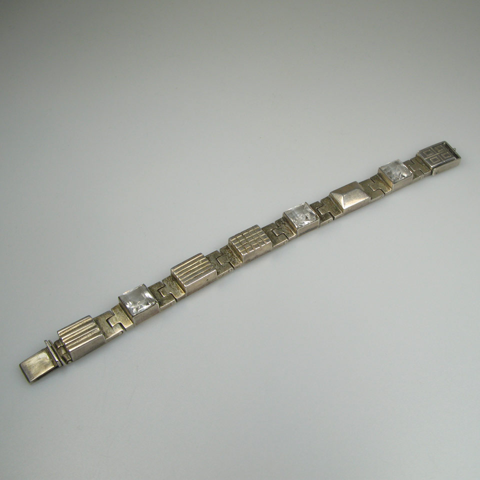 Appraisal: Rey Urban Swedish Sterling Silver Bracelet bezel set with square