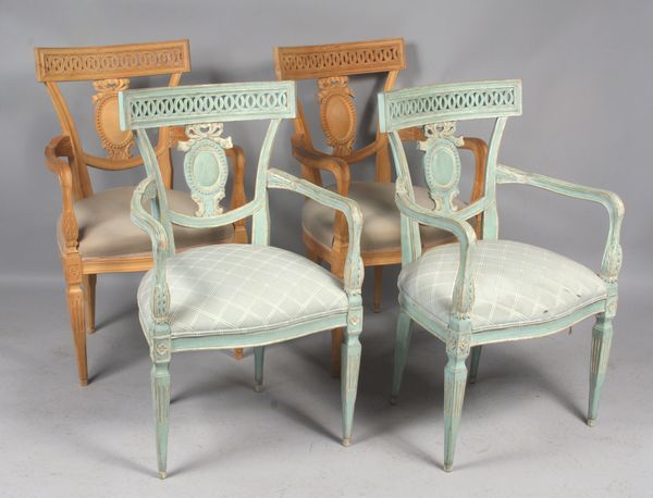 Appraisal: Four carved open armchairs h x w x d Some