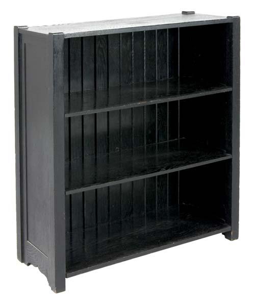 Appraisal: ARTS CRAFTS Open bookcase with four shelves paneled sides and