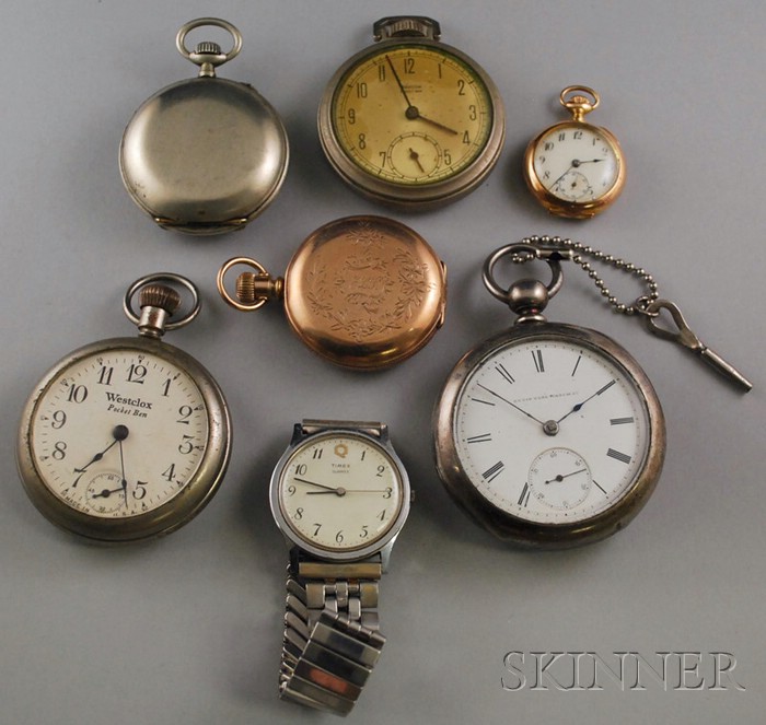 Appraisal: Group of Mostly Pocket Watches including a coin silver Elgin