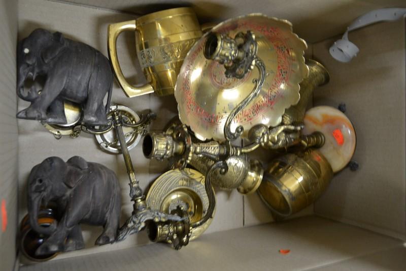 Appraisal: BOX OF ASSORTED ITEMS INCL BRASS VASES AND COMPORTS A