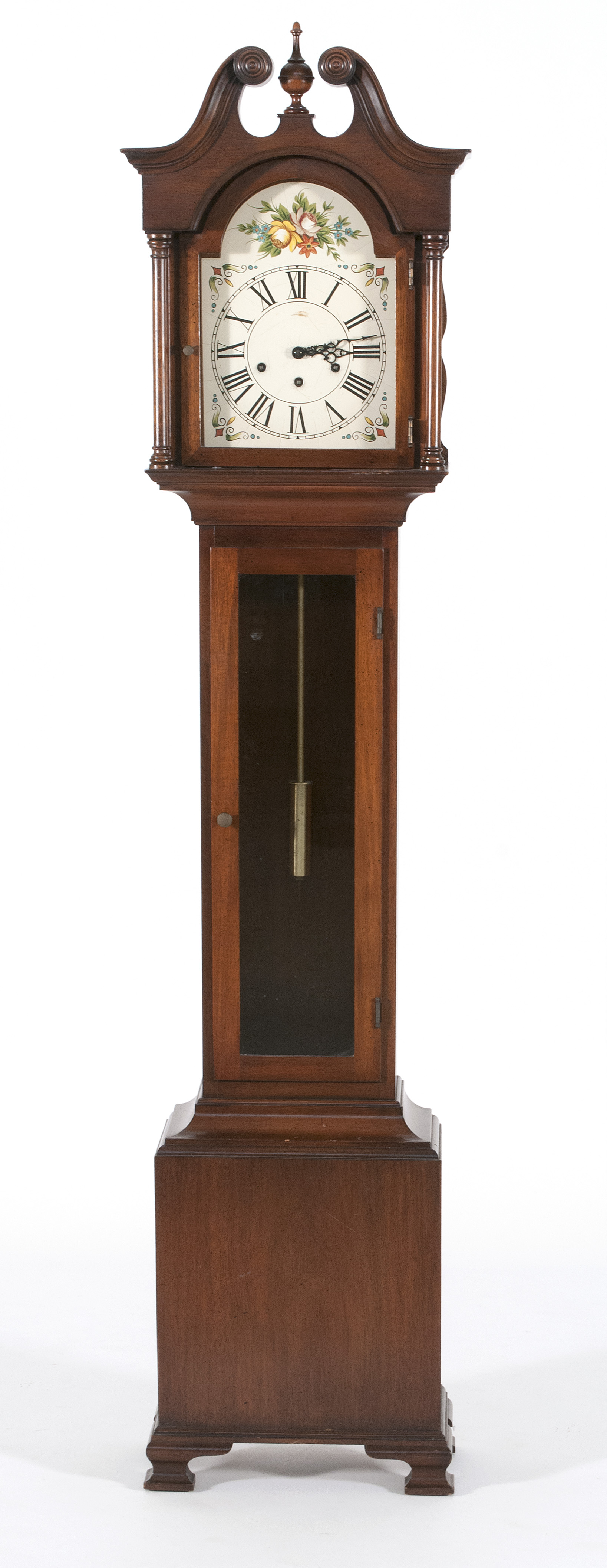 Appraisal: GRANDMOTHER CLOCK th CenturyMahogany case Bonnet with broken arch pediment