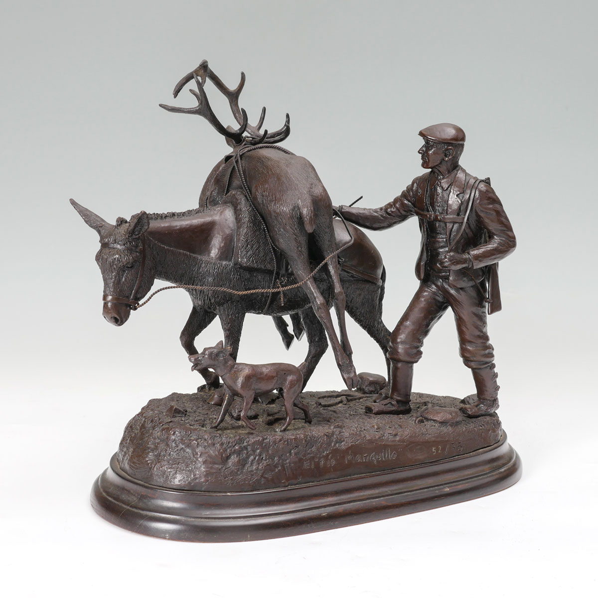 Appraisal: LALANDA Josechu Spanish - Bronze Sculpture Hunter with Stag atop