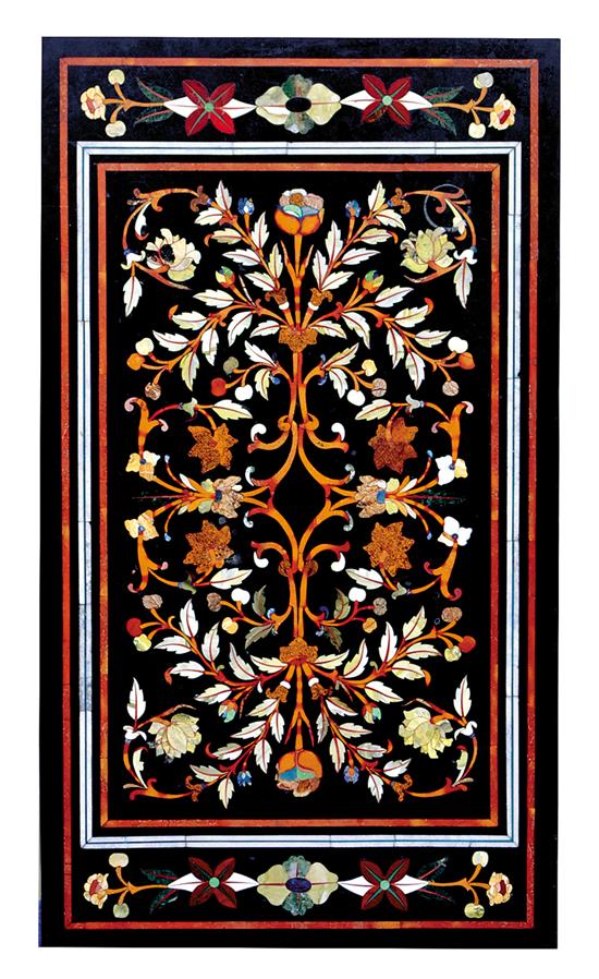 Appraisal: Pietra dura specimen table top cut and inset highly polished