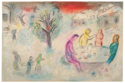 Appraisal: MARC CHAGALL Le Repas chez Dryas Color lithograph x mm