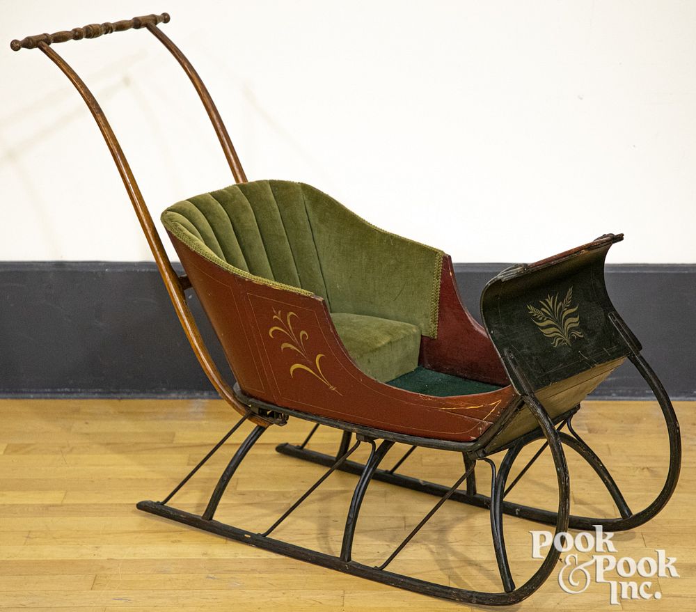 Appraisal: Victorian painted child's sleigh x Victorian painted child's sleigh x