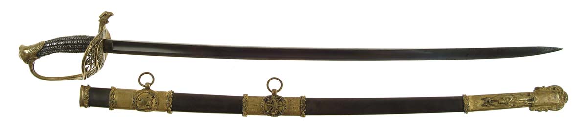 Appraisal: PRESENTATION GRADE MODEL STAFF AND FIELD OFFICER S SWORD blade