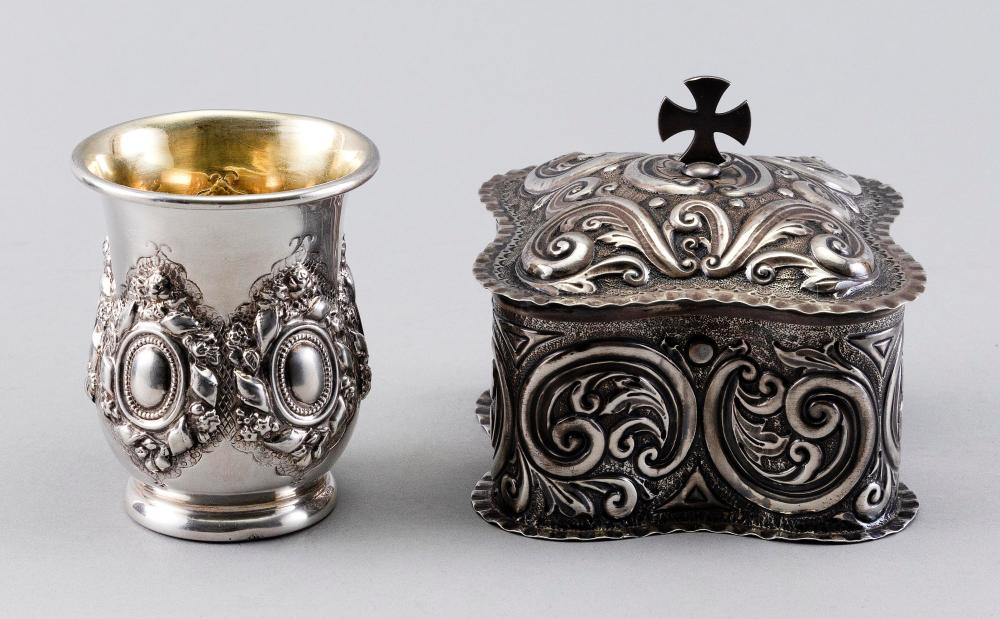 Appraisal: TWO PIECES OF REPOUSS STERLING SILVER LATE TH EARLY TH