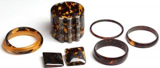 Appraisal: Group of Faux Tortoiseshell Costume Jewelry Comprising a large cuff