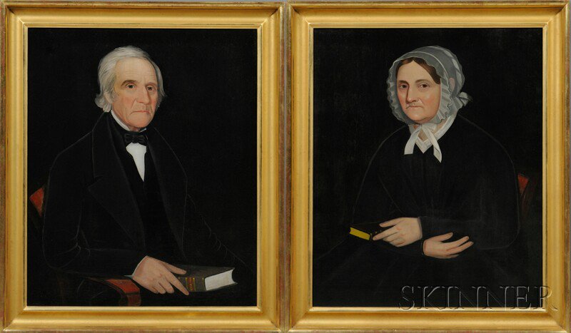 Appraisal: Ammi Phillips American - Pair of Portraits of a Gentleman