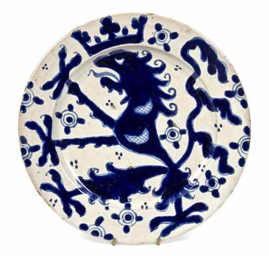 Appraisal: An English Ceramic Charger having cobalt blue decoration depicting a