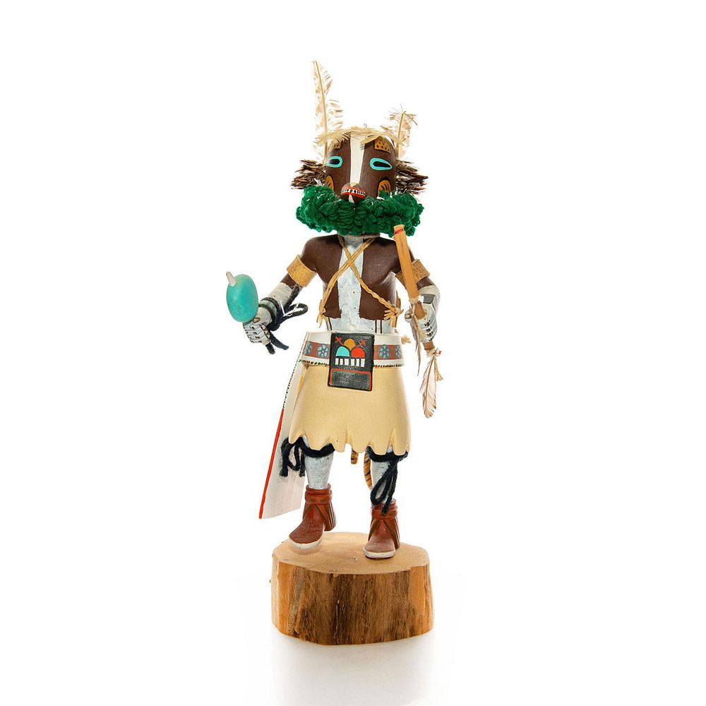 Appraisal: LARGE NATIVE AMERICAN TRIBAL KACHINA STATUE Artist signed Wood clay