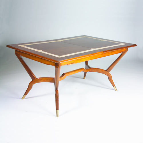 Appraisal: STYLE OF GIO PONTI Fine walnut extension dining table with