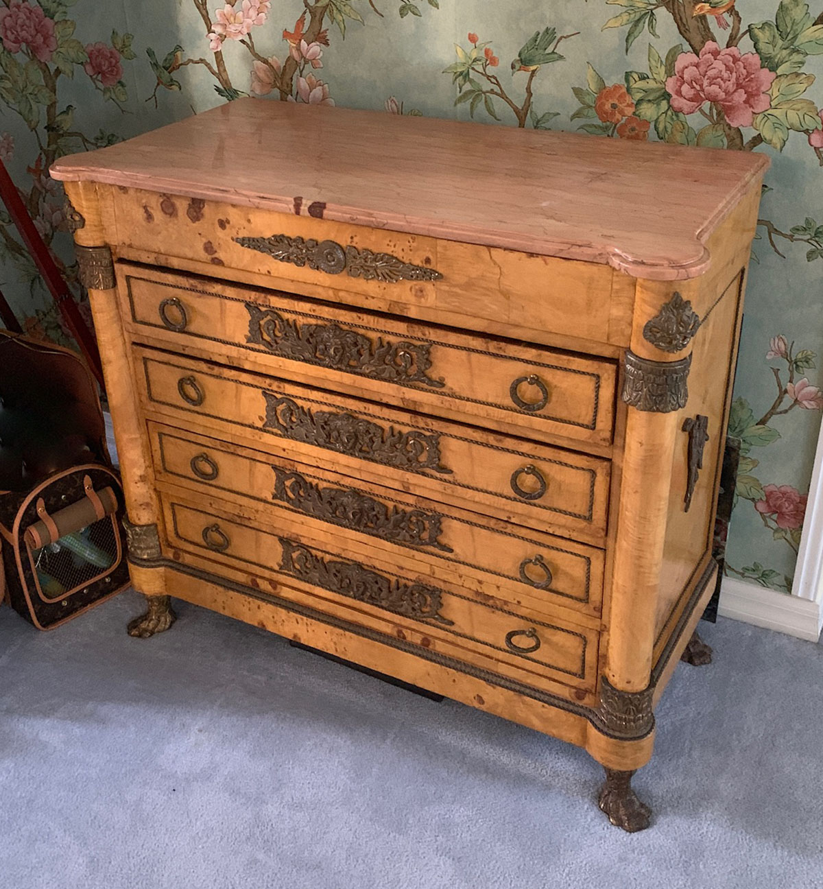 Appraisal: DRAWER FRENCH EMPIRE CHEST WITH METAL MOUNTS drawer French Empire