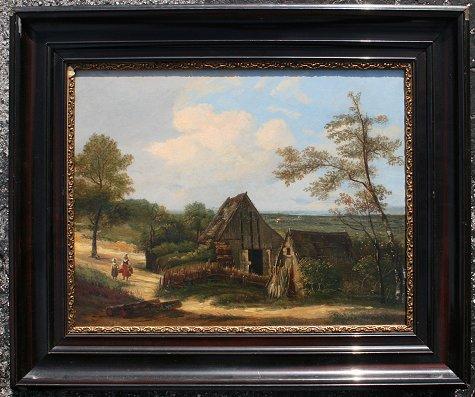 Appraisal: th C DUTCH LANDSCAPE WITH FIGURES SIGNED MOREL OIL Board