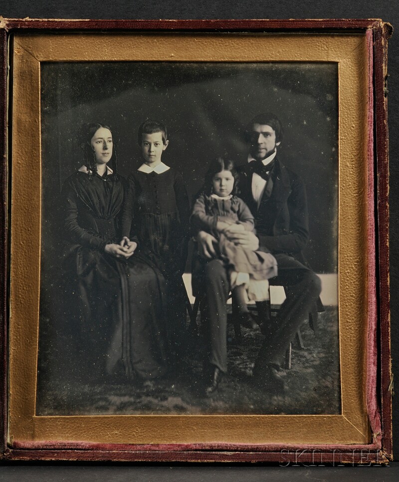 Appraisal: Oversized Half Plate Daguerreotype Portrait of a Family depicting a