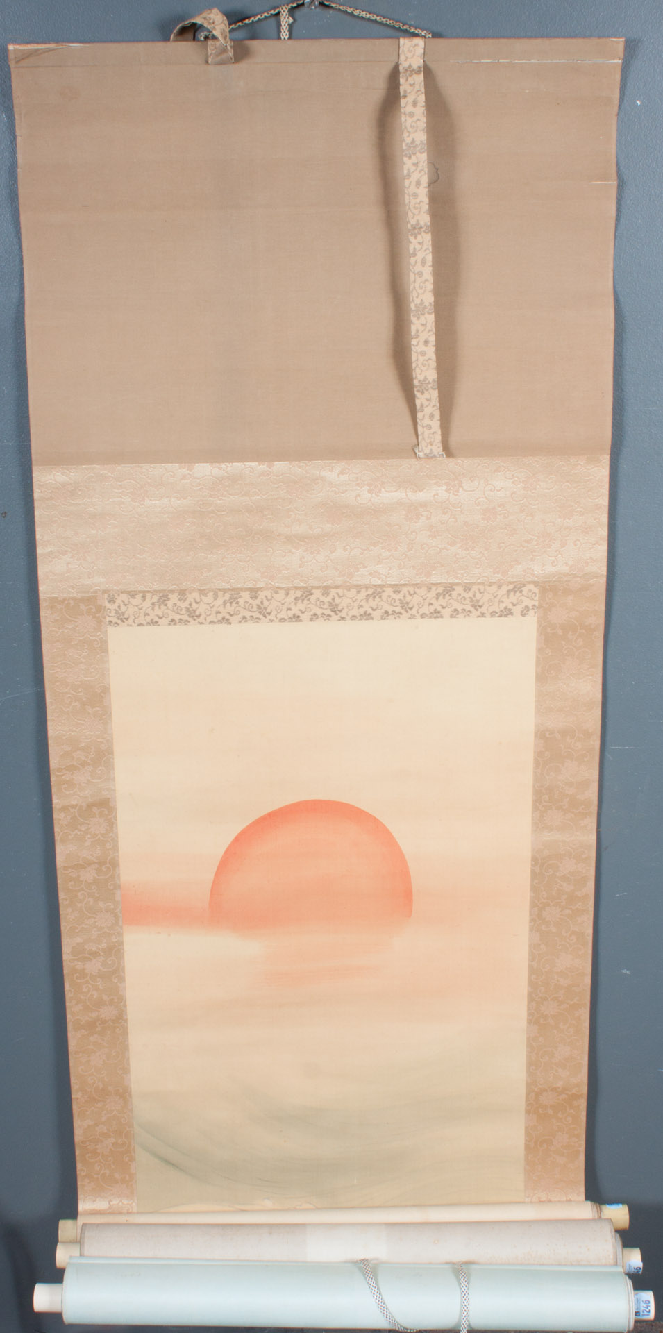 Appraisal: Three Japanese scrolls including philosopher deities and sunset