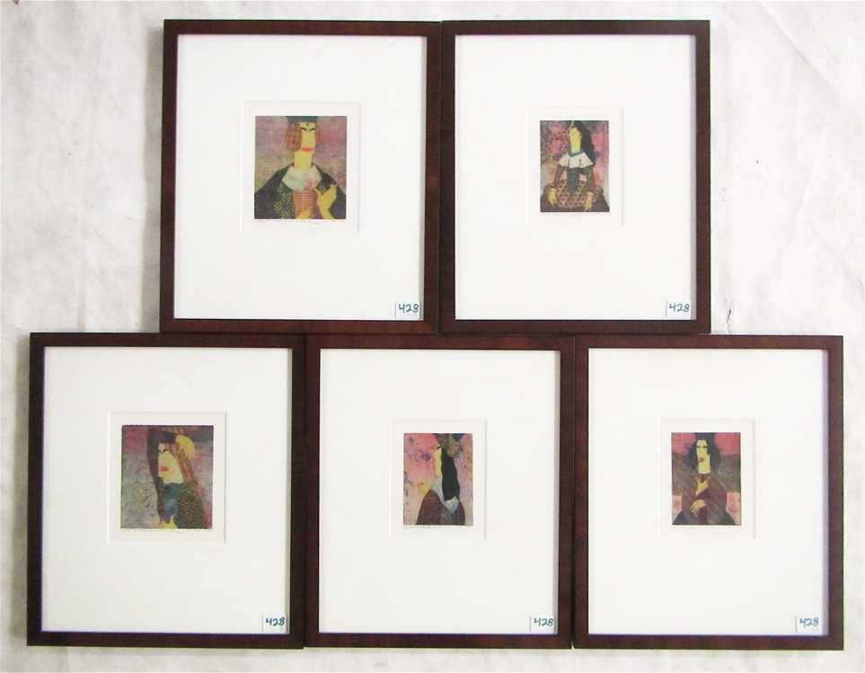 Appraisal: YUJI HIRATSUKA FIVE INTAGLIO PRINTS Oregon Japan b Portraits titled