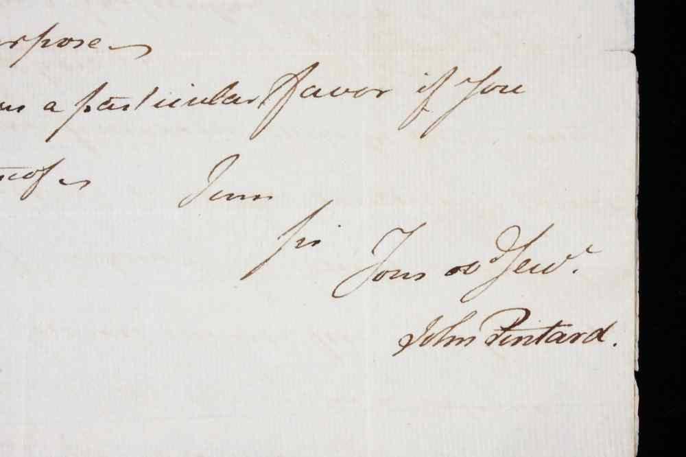 Appraisal: LETTER TO PRESIDENT GEORGE WASHINGTON'S SECRETARY-BY JOHN PINTARD- A request