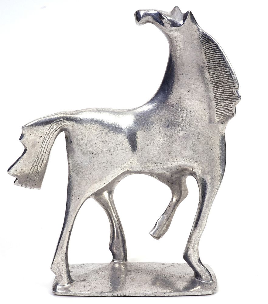 Appraisal: Donald Drumm Aluminum Brutalist Horse Sculpture Donald Drum American -