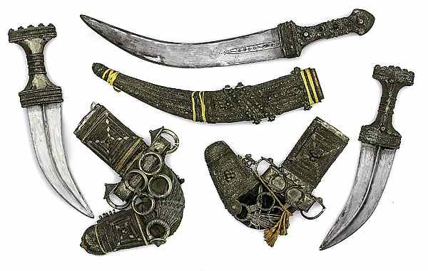 Appraisal: Mid-Eastern Jambiya Knives Lot of Three These three daggers are